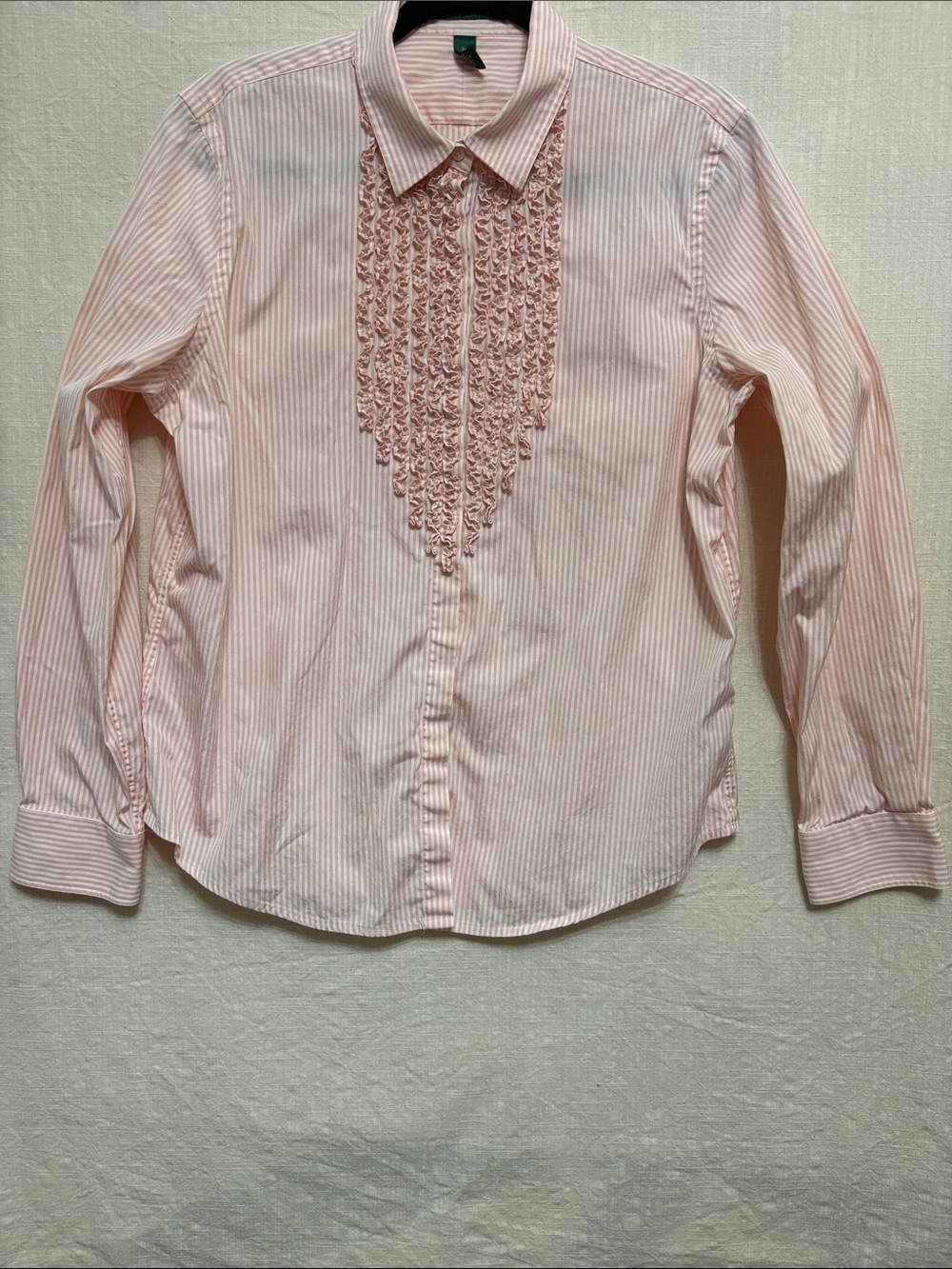 Ralph Lauren tuxedo style button down pink and cream stripe women’s size XL